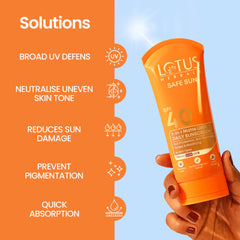 Lotus Herbals Cosmetics Safe Sun 3 In 1 Matte-Look Daily Sunscreen SPF 40 PA+++ Lotus Herbals Cosmetics Safe Sun 3 In 1 Matte-Look Daily Sunscreen SPF 40 PA+++