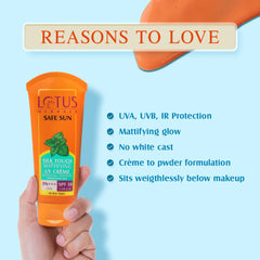 Lotus Herbals Cosmetics Safe Sun Silk Touch Mattifying UV Crème Cream SPF-50 75g Lotus Herbals Cosmetics Safe Sun Silk Touch Mattifying UV Crème Cream SPF-50 75g