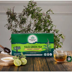Organic India Tulsi Green Tea Honey Lemon 25 & 100 Teabags Organic India Tulsi Green Tea Honey Lemon 25 & 100 Teabags
