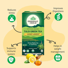 Organic India Tulsi Green Tea Honey Lemon 25 & 100 Teabags Organic India Tulsi Green Tea Honey Lemon 25 & 100 Teabags