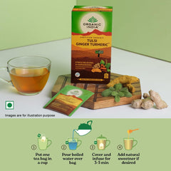 Organic India Tulsi Ginger Turmeric Green Tea 25 Infusion Bag Organic India Tulsi Ginger Turmeric Green Tea 25 Infusion Bag