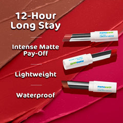 Mamaearth Soft Matte Long Stay Lipstick Color Mocha Brown,Brown,Mulberry Pink,Pink,Petal Pink,Red Dahlia,Ruby Red,Woody Rose & Red 3.5g Mamaearth Soft Matte Long Stay Lipstick Color Mocha Brown,Brown,Mulberry Pink,Pink,Petal Pink,Red Dahlia,Ruby Red,Woody Rose & Red 3.5g