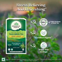 Organic India Tulsi Green Tea Honey Lemon 25 & 100 Teabags Organic India Tulsi Green Tea Honey Lemon 25 & 100 Teabags