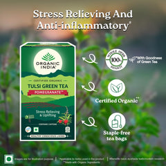 Organic India Tulsi Green Tea Pomegranate Flavour 25 Infusion Bag Organic India Tulsi Green Tea Pomegranate Flavour 25 Infusion Bag