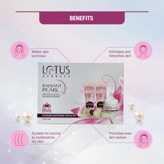 Lotus Herbals Cosmetics Radiant Pearl Cellular Lightening Salon Grade Facial Kit