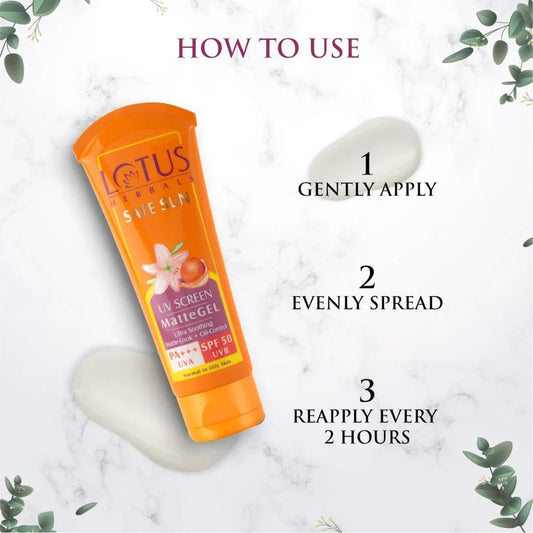 Lotus Herbals Cosmetics Safe Sun UV Screen MatteGEL Sunscreen SPF 50 PA+++ 100g