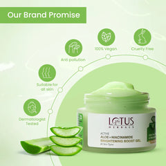Lotus Herbals Cosmetics Active Aloe + Niacinamide Brightening Boost Gel 50g