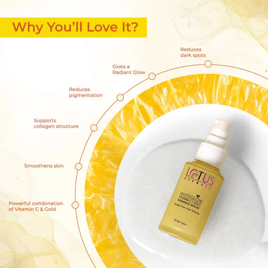 Lotus Herbals Cosmetics WhiteGlow Vitamin C + Gold Radiance Serum