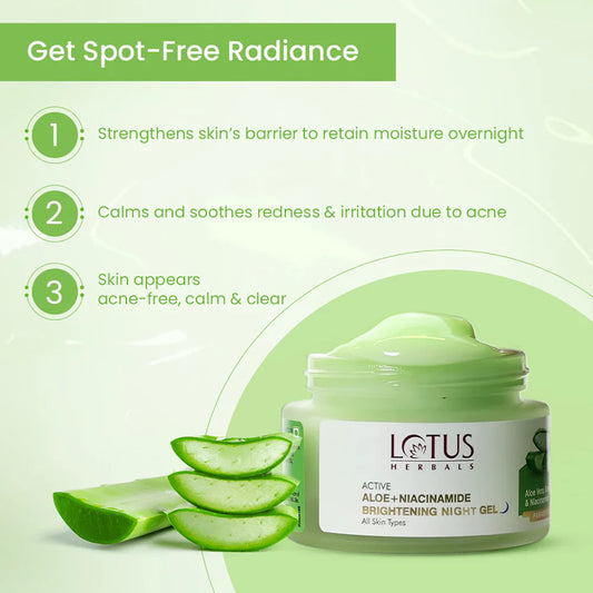 Lotus Herbals Cosmetics Active Aloe + Niacinamide Calm & Brighten Night Gel 50g