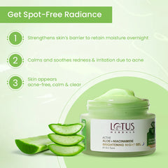 Lotus Herbals Cosmetics Active Aloe + Niacinamide Calm & Brighten Night Gel 50g