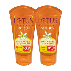 Lotus Herbals Cosmetics SAFE SUN Skin Lightening SUNSCREEN SPF-30 50g Pack Of 2