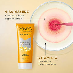 Pond's Cosmetics Detan For Tan Removal in Just 7 Days Contains Vitamin C Niacinamide Facewash 100gm