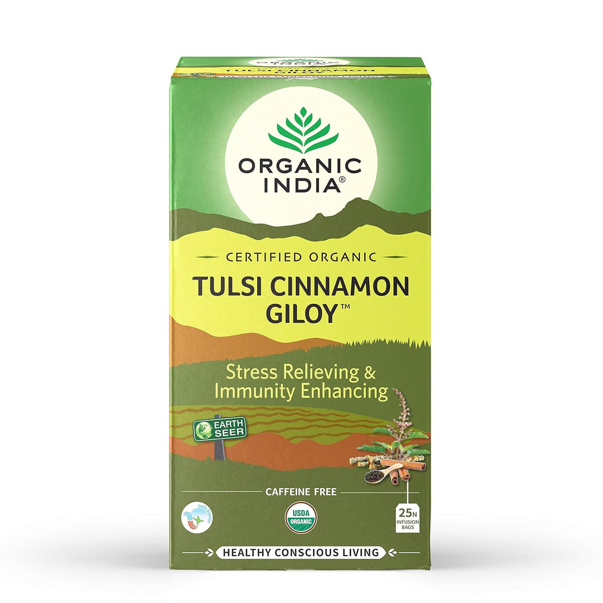 Organic India Tulsi Cinnamon Giloy Green Tea 25 Infusion Bag