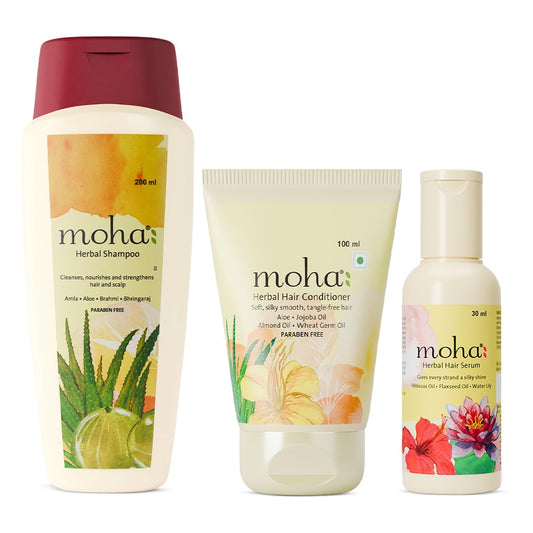 Moha Cosmetics All Herbal Hair Conditioner Shampoo and Serum Combo