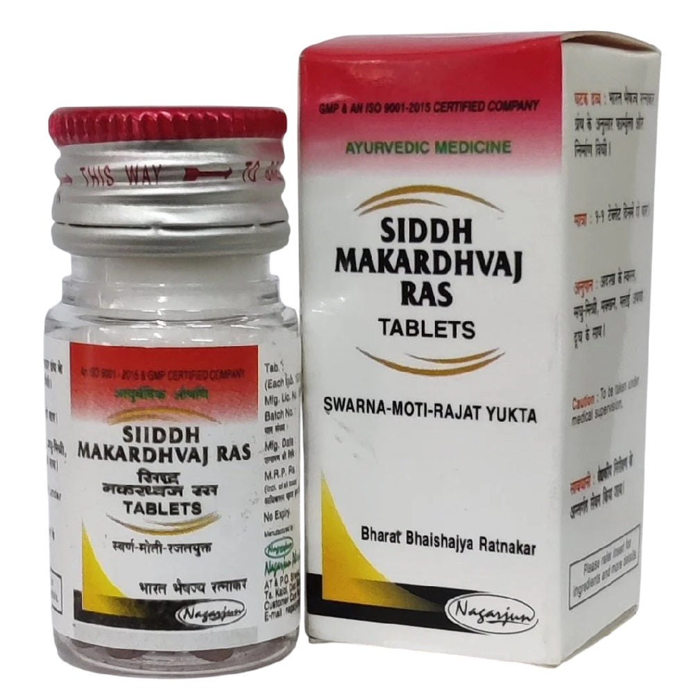 Nagarjun Ayurvedic Siddh Makardhvaj Ras Swarna Moti Rajat Yukta Tablets