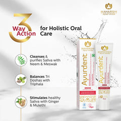 Maharishi Ayurveda Ayurdent Classic Toothpaste with 1 Pack Free Copper Tongue Cleaner Saliva Balancing Formula 75ml