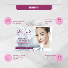 Lotus Herbals Cosmetics Radiant Diamond Cellular Radiance Salon Grade 4 Facial Kit